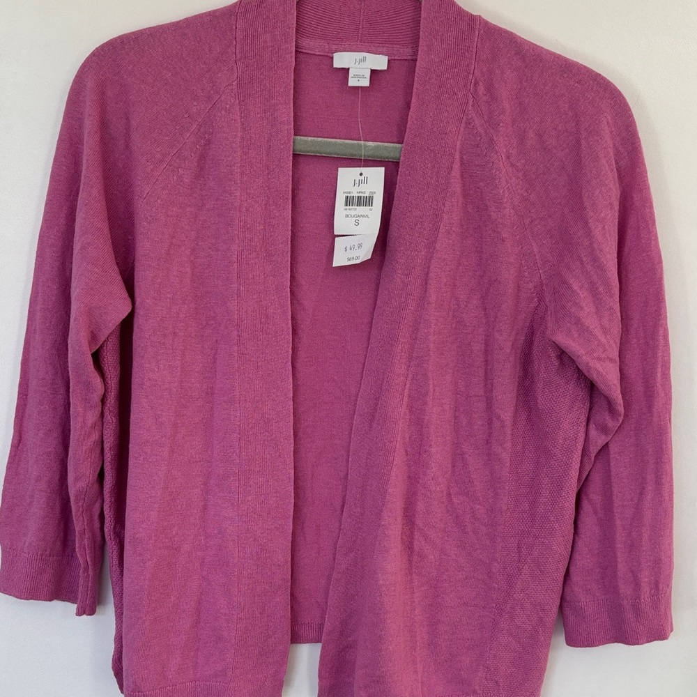 J. Jill Pink Open-Front Lightweight Women's Cardigan